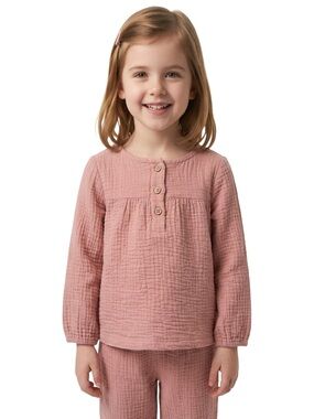 Rabbit + Bear peach baby top
